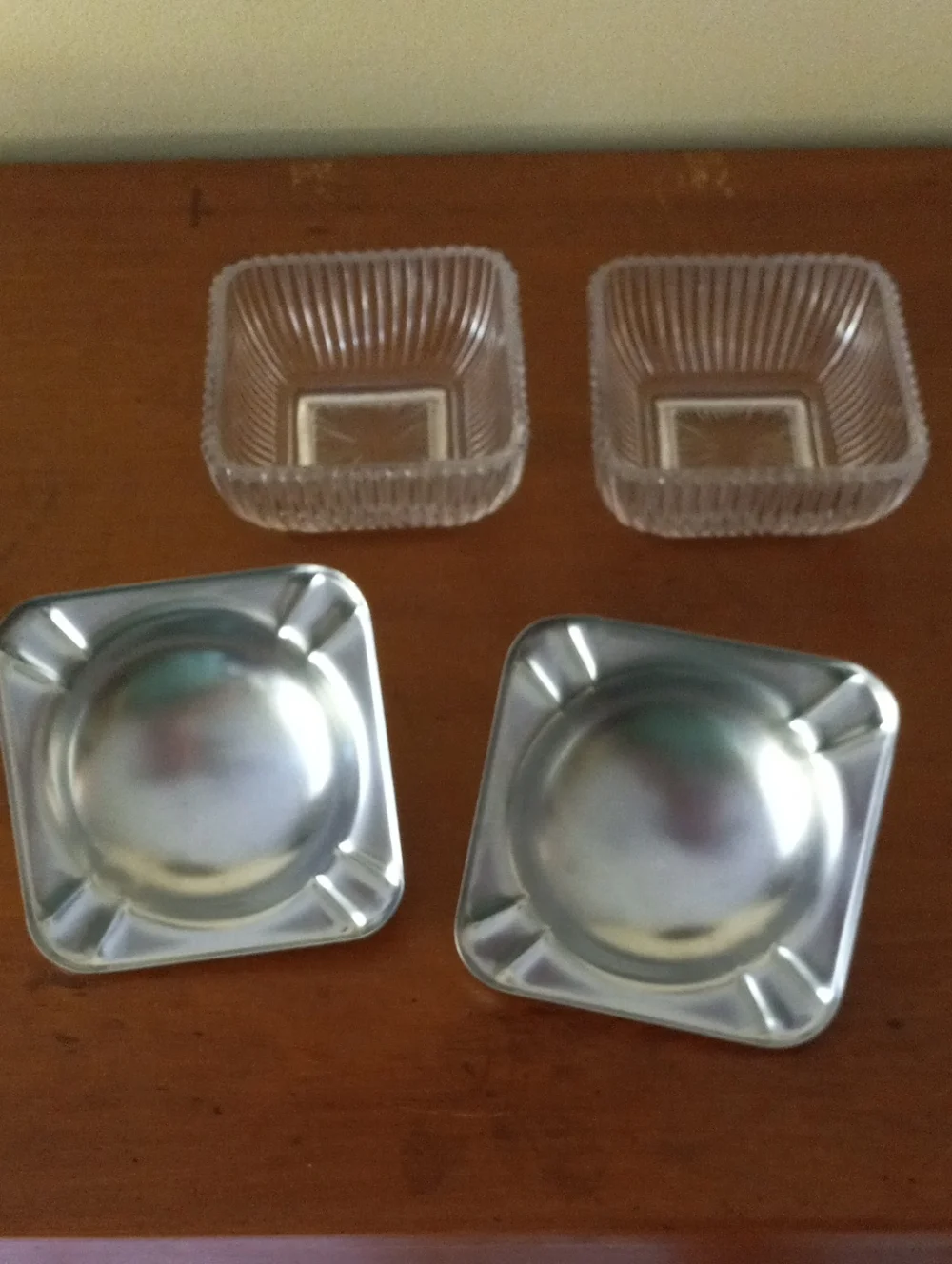 Continental Chrome Double Glass Condiment Server with Tray and Lidded Bowls